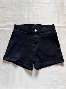 Black High-Waisted Denim Shorts