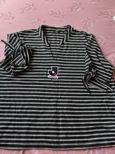 Striped Tie-Sleeve V-Neck Top