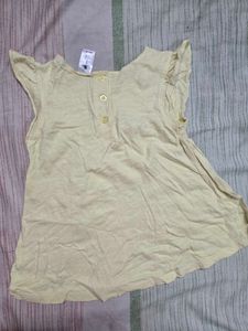 Yellow Embroidered Short Sleeve Blouse