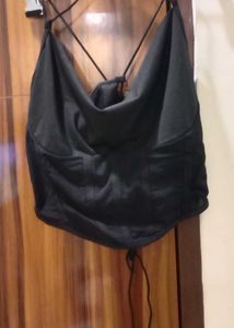 Black Halter Neck Crop Top