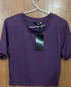 Shein Purple Cropped T-Shirt