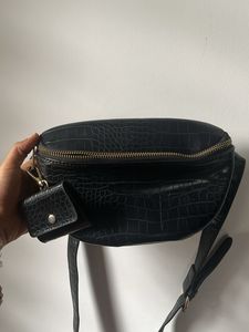 Black Croc Embossed Fanny Pack