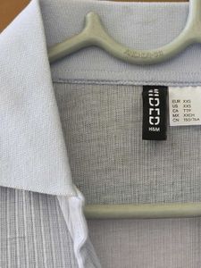 H&amp;M Light Blue Ribbed Polo Tee
