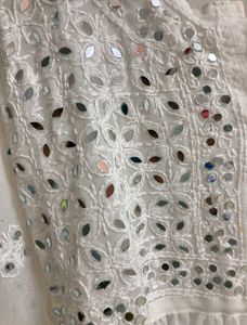 Mirrorwork Chikankari white tunic kurta