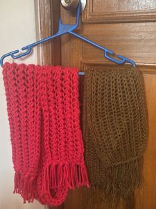 Handmade Knitted Scarves - Set of 2