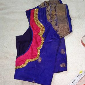 blue colour blouse with fancy back design