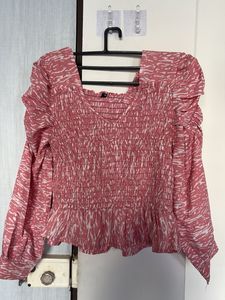 Pink Smocked Peplum Top