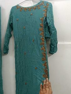 Beautiful Teal Kurta Set with Embellishments