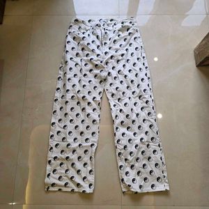 Vintage Yin Yang Print Wide Leg Pants
