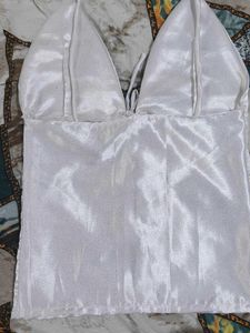 Satin silk halter neck Tie up Top