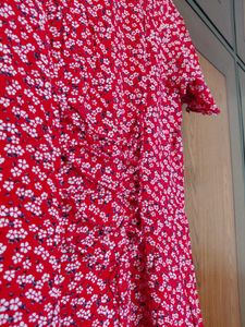 Red Floral Button-Down Dress