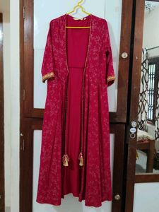 2 pieces Pink Kurta Set with Gold Print