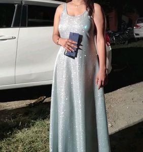 Free Size Shimmer Gown With Belt Available
