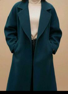 Stylish Teal Wool Blend Coat
