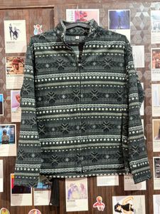 Patterned Fleece Mock Neck Sweater
