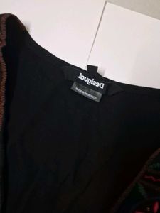 Boho Embroidered Black Mini Dress