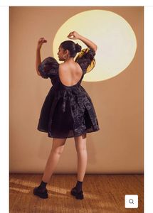 The Clothing Factory Black Sheer Puff Sleeve Dress