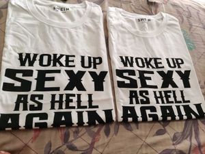 SHEIN Woke Up Sexy As Hell Again T-Shirt pack of 2