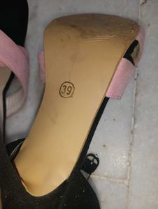 Stylish Pink &amp; Black Block Heels
