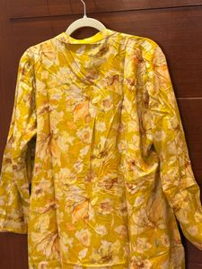 Yellow Floral Print Kurta