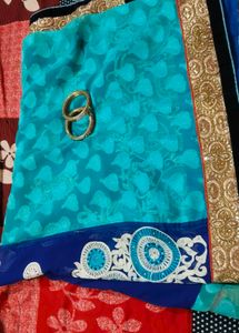 ✨ Royal Blue &amp; Teal Designer Saree | Elegant Party