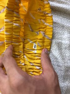 (With Tag)Yellow Block Print Kurta &amp; Pant