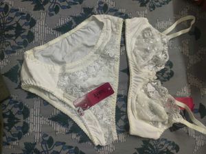Teal Lace Trimmed Bra and Panty Set