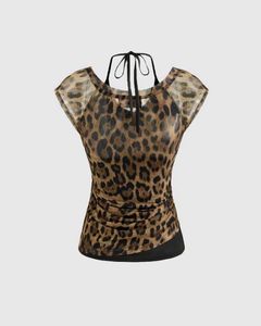 Leopard Print Mesh Top