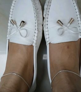 White Loafer Flats - Size 40/UK 7