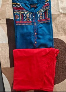Boho Embroidered Blue Kurti