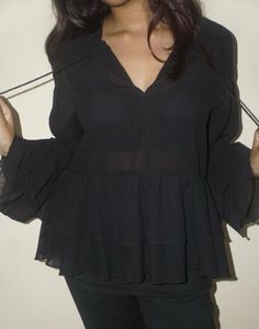 Flowy Black Tiered Blouse