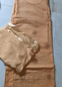 Peach suit material with Dupatta