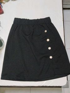Chic Black Skirt with Gold Buttons