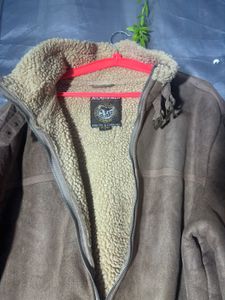 Men's Brown Faux Suede Sherpa Lined Jacket