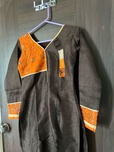 Orange and brown Dress for Ladies