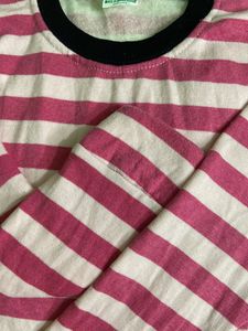 Brand New Pink N White Striped 2 To 4 Yrs Kid Tee