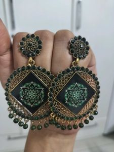 Green Stone &amp; Mandala Earrings