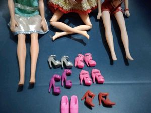 Cute Barbie Dolls 3 Combo Set with Shoes