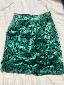 Green Velvet Mini Skirt