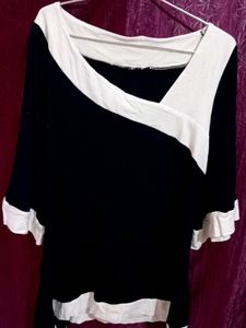 Chic Black & White Asymmetrical Tunic