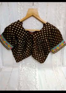 Elegant Brown Polka Dot Saree