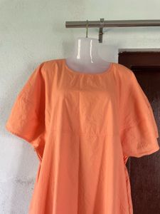 Orange A-Line Midi Dress