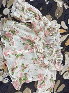 Floral Print Top with Lace Trim