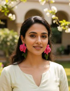 Rose Crochet Statement Earrings