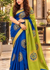 Vibrant Silk Saree with Peacock Motif
