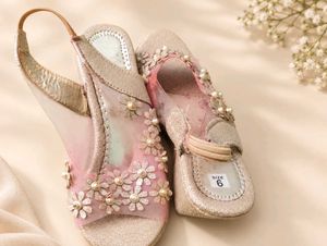 Sparkling Floral Wedge Sandals