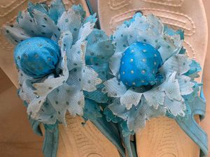 Cute Blue Floral Flip-Flops