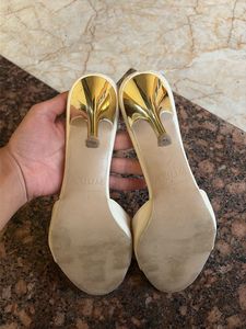 AXIUM Cream Heeled Mules