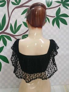 (539)Black Lace Bardot Top