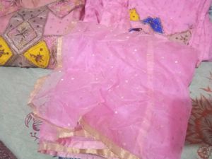 jaddiji work Pink Embroidered Kurta Set Dupat